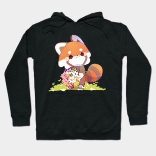 Red Panda Flowers Hoodie